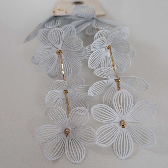 NEW Anthropologie Sunset Painted Floral Drop Earrings - Picture 4 of 5